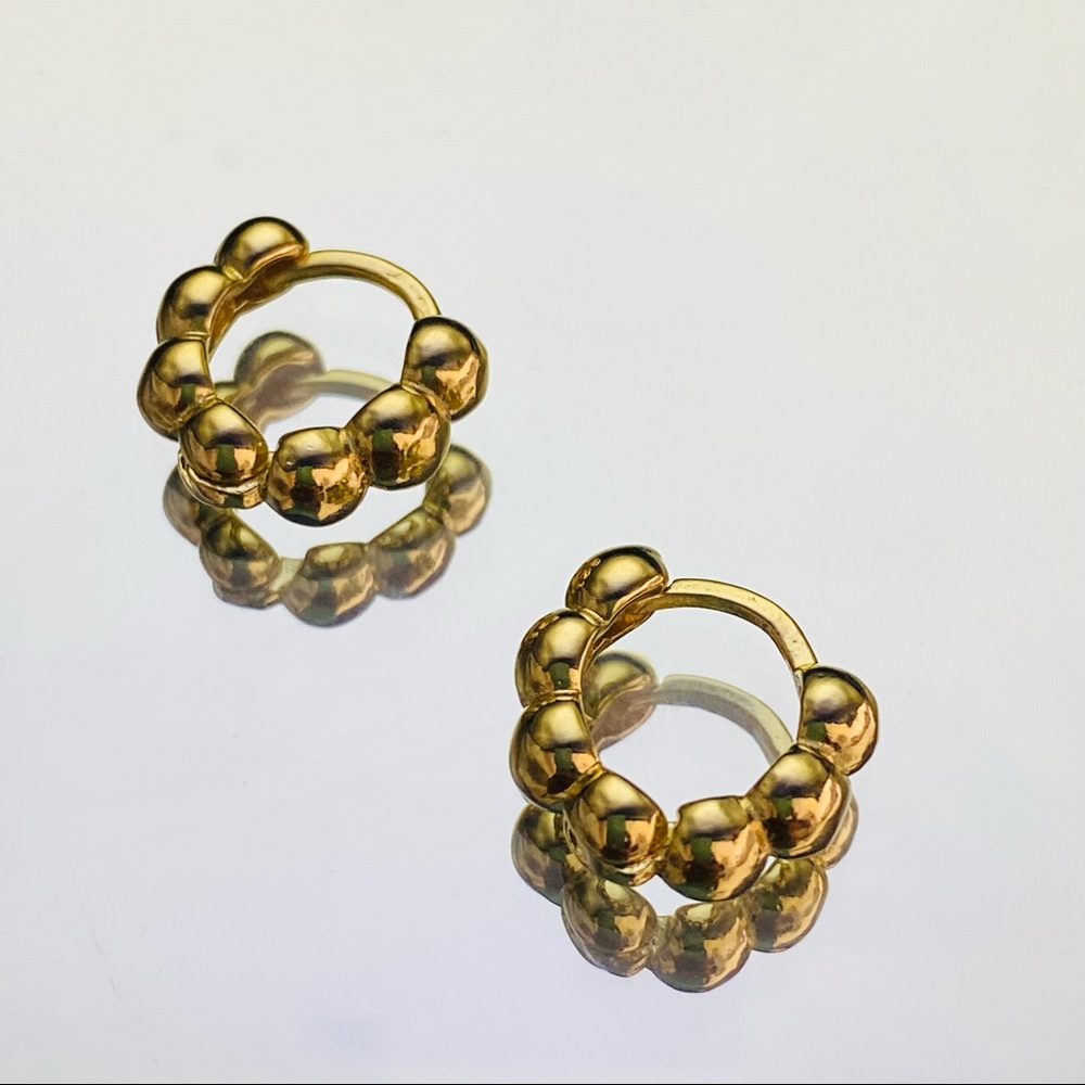 Gold Bead Huggies - Picture 8 of 10
